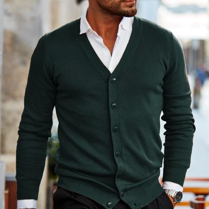 Casual heren cardigan met knopen en V-hals 3
