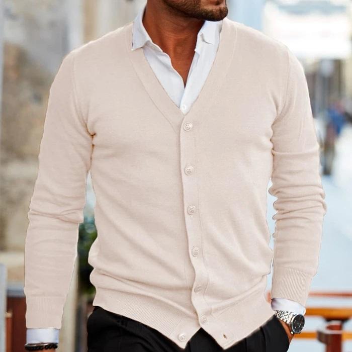 Casual heren cardigan met knopen en V-hals 6