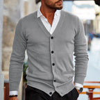 Casual heren cardigan met knopen en V-hals 7