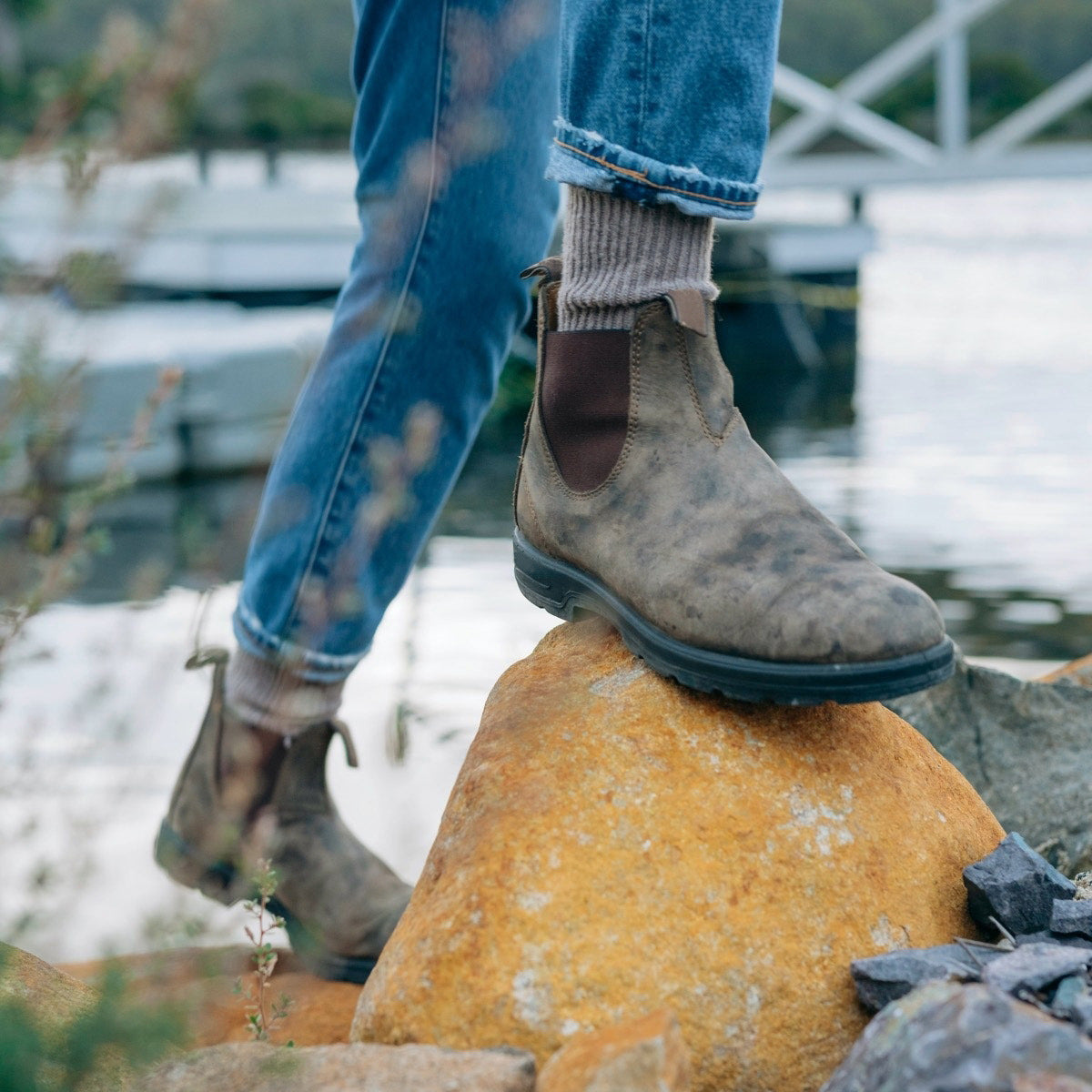 Chelsea boots heren van leer met grove zool 5