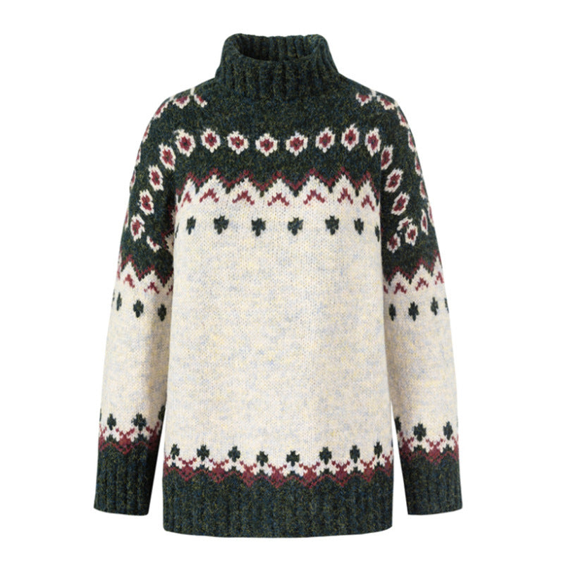 Coltrui dames met hoge col en jacquardpatroon 4