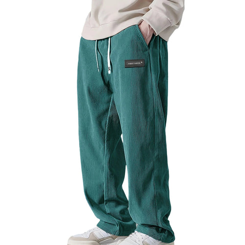 Corduroy broek heren wijde jogger met koordtaille 2