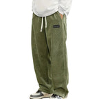 Corduroy broek heren wijde jogger met koordtaille 3
