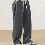 Corduroy broek heren wijde jogger met koordtaille 5