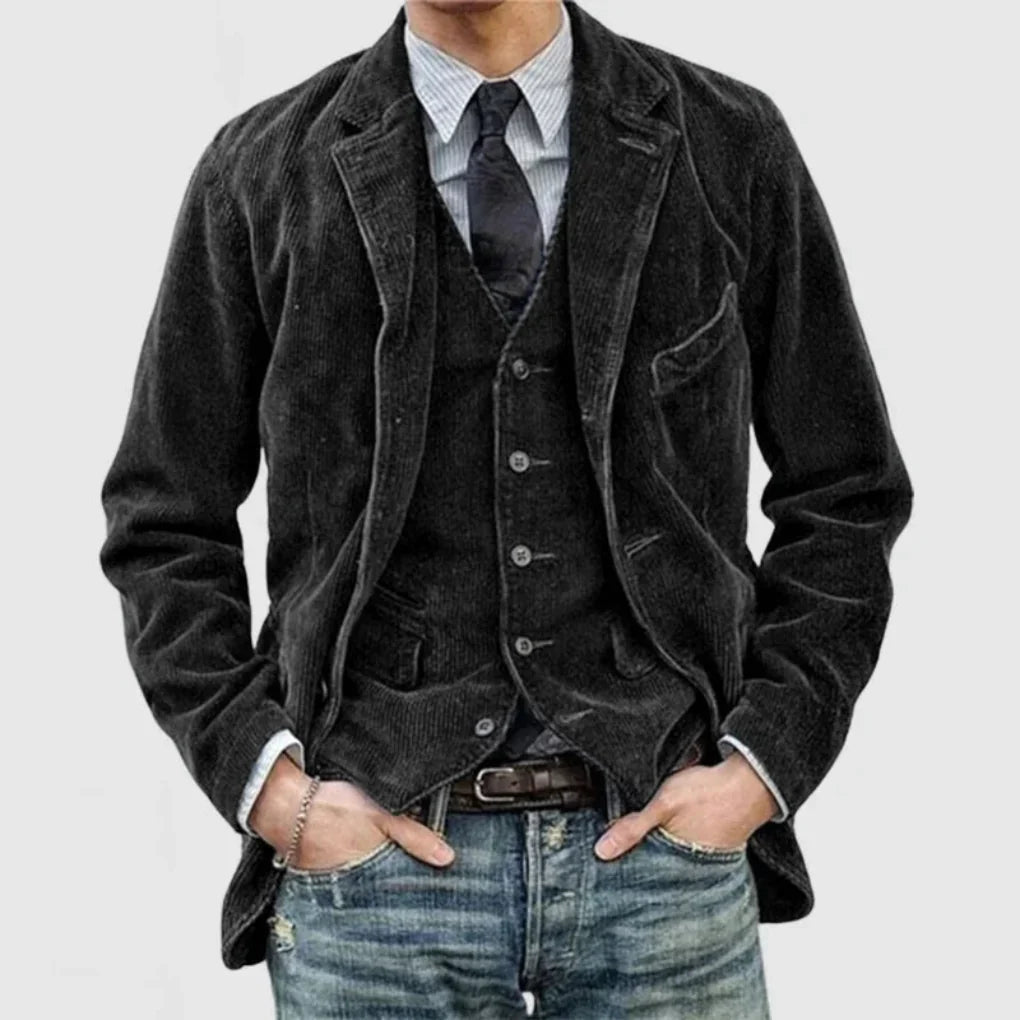 Corduroy colbert set heren met gilet in vintage stijl 2