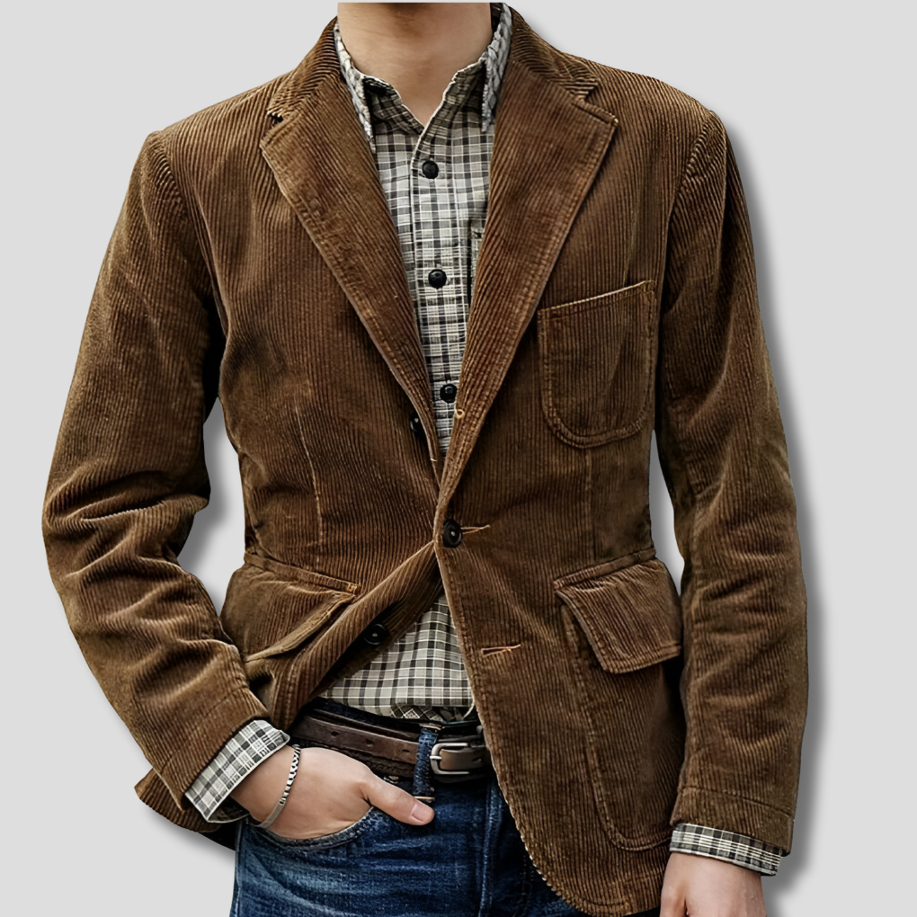 Corduroy colbert set heren met gilet in vintage stijl 4