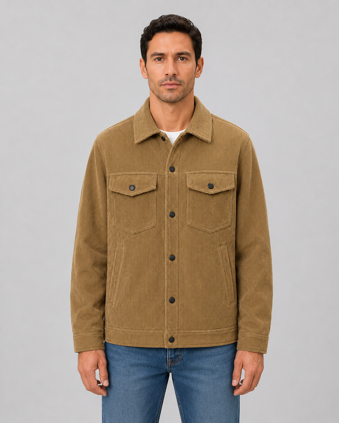 Corduroy overshirt heren met knoopsluiting en borstzakken 3