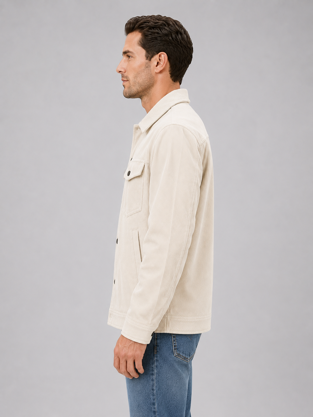 Corduroy overshirt heren met knoopsluiting en borstzakken 7
