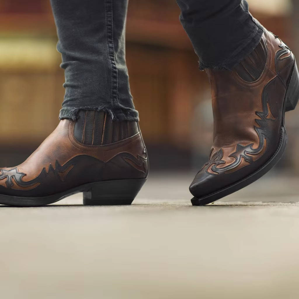 Cowboy laarsjes dames met borduurwerk, spitse neus en antislipzool 2