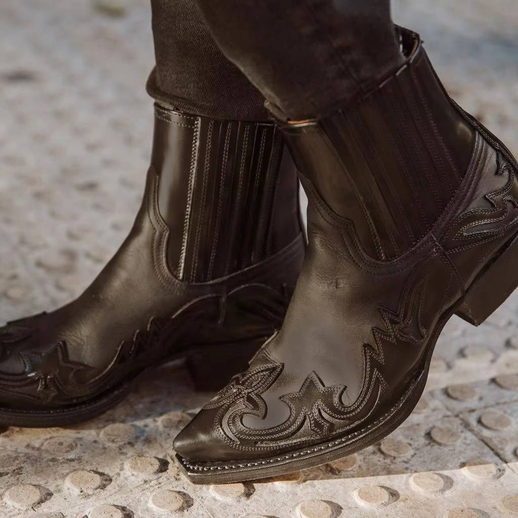 Cowboy laarsjes dames met borduurwerk, spitse neus en antislipzool 8