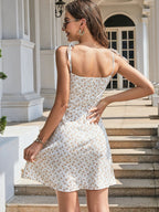 Mini zomerjurk dames met bloemenprint en spaghettibandjes
