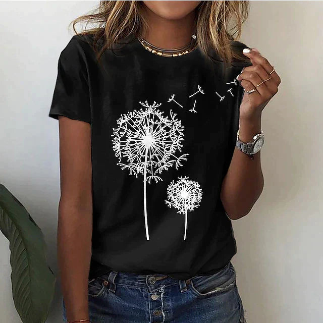 Camilla - Zomers T-shirt met ronde hals en korte mouwen dames