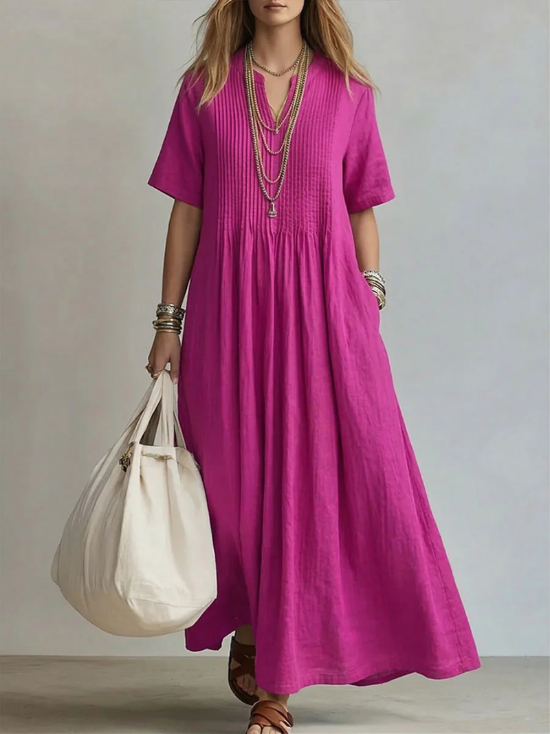 Apolline - Elegante geplooide zomerjurk dames