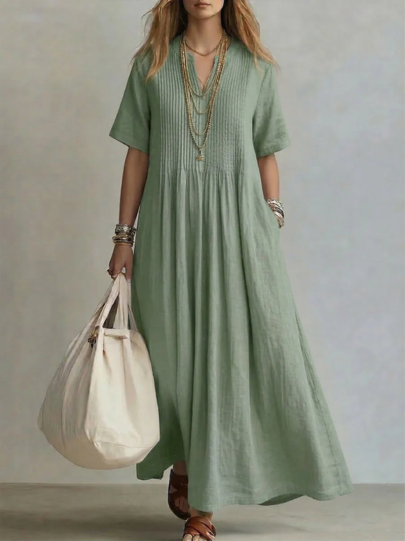 Apolline - Elegante geplooide zomerjurk dames