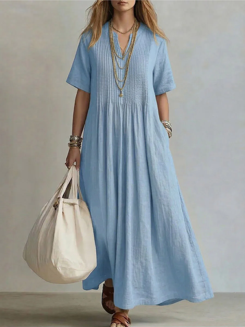 Apolline - Elegante geplooide zomerjurk dames