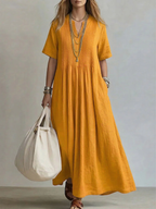 Apolline - Elegante geplooide zomerjurk dames