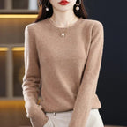 Effen wollen trui dames met ronde hals 11