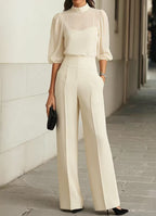 Elegante set dames met blouse en wijde pantalon 1