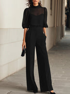 Elegante set dames met blouse en wijde pantalon 2