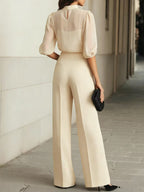 Elegante set dames met blouse en wijde pantalon 7