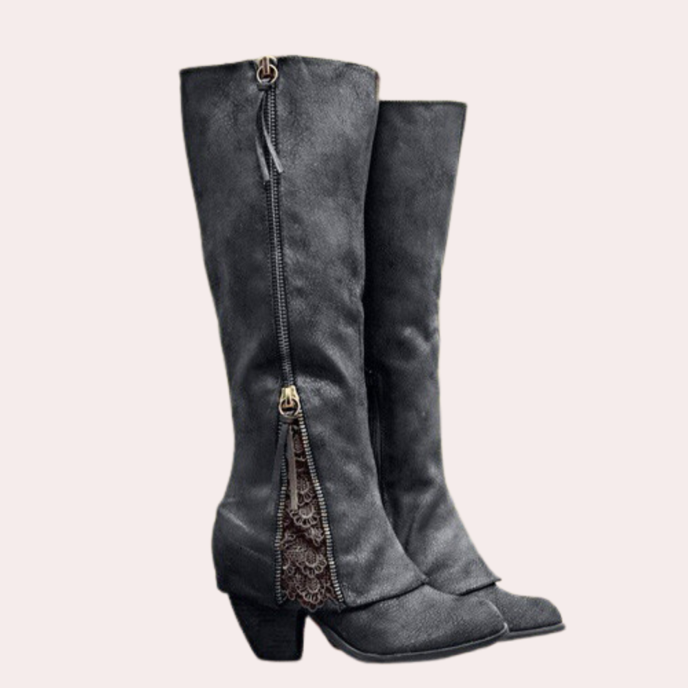 Enkellaarzen dames met hak, elegant 1