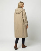 Lange jas dames met capuchon en knoopsluiting