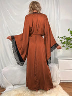 Isaline - Lange kanten kimono met ceintuur en wijde mouwen dames