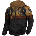 Fleece hoodie heren retro met rits en colorblock 11