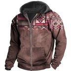Fleece hoodie heren retro met rits en colorblock 5