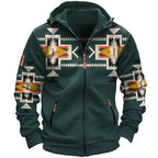 Fleece hoodie heren retro met rits en colorblock 6