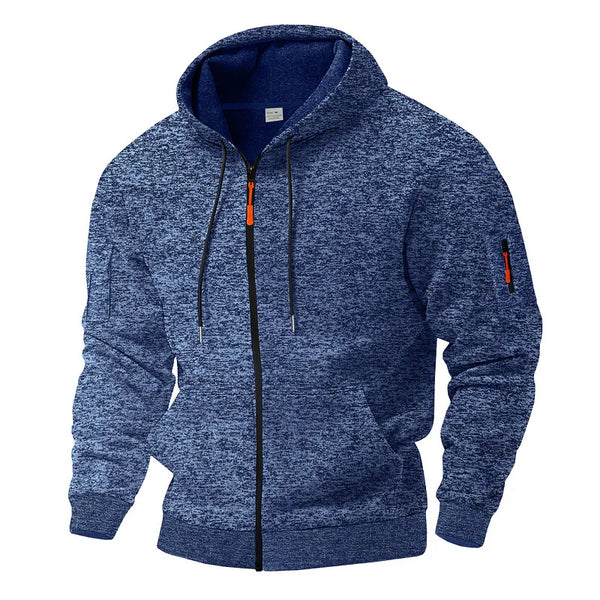 Fleece jas heren met capuchon en rits 1