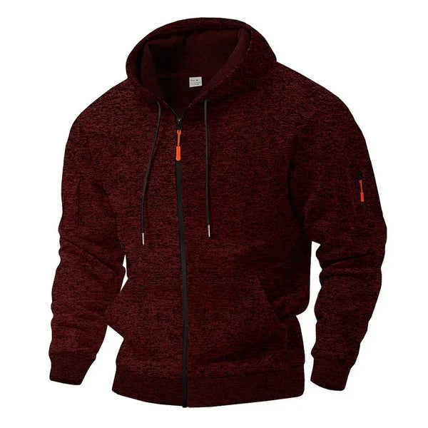 Fleece jas heren met capuchon en rits 2