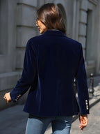 Fluwelen blazer dames getailleerd met reverskraag en enkele knoop 8