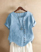 Federica - Zomerse blouse met korte mouwen en ronde hals dames