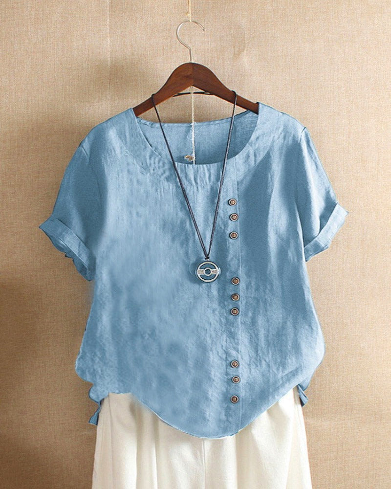 Federica - Zomerse blouse met korte mouwen en ronde hals dames