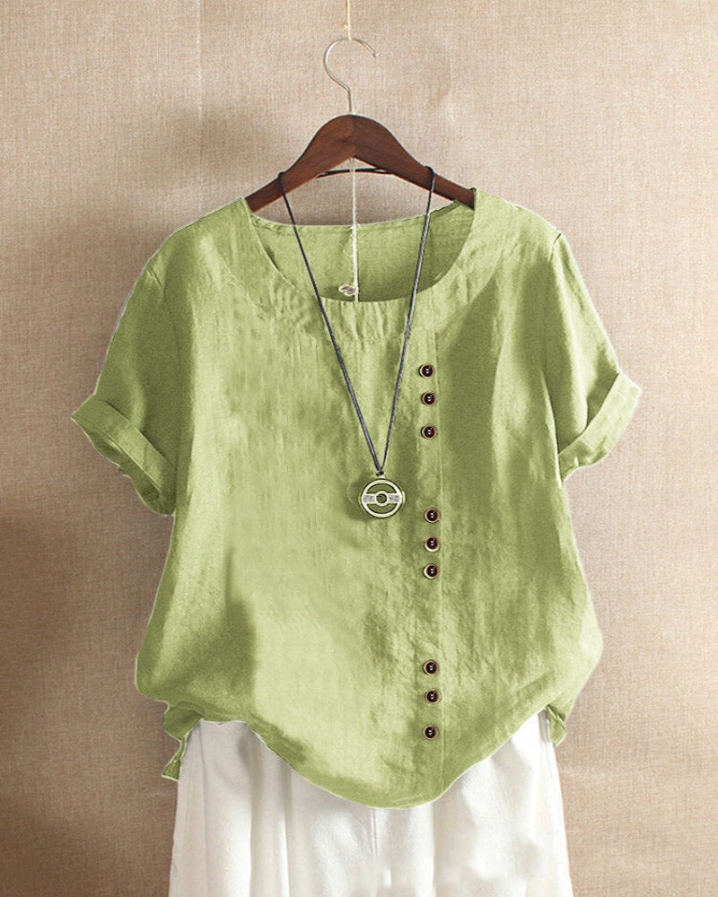 Federica - Zomerse blouse met korte mouwen en ronde hals dames