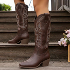 Geborduurde cowboy laarzen dames met blokhak en hoge schacht 1