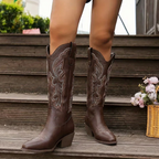 Geborduurde cowboy laarzen dames met blokhak en hoge schacht 8