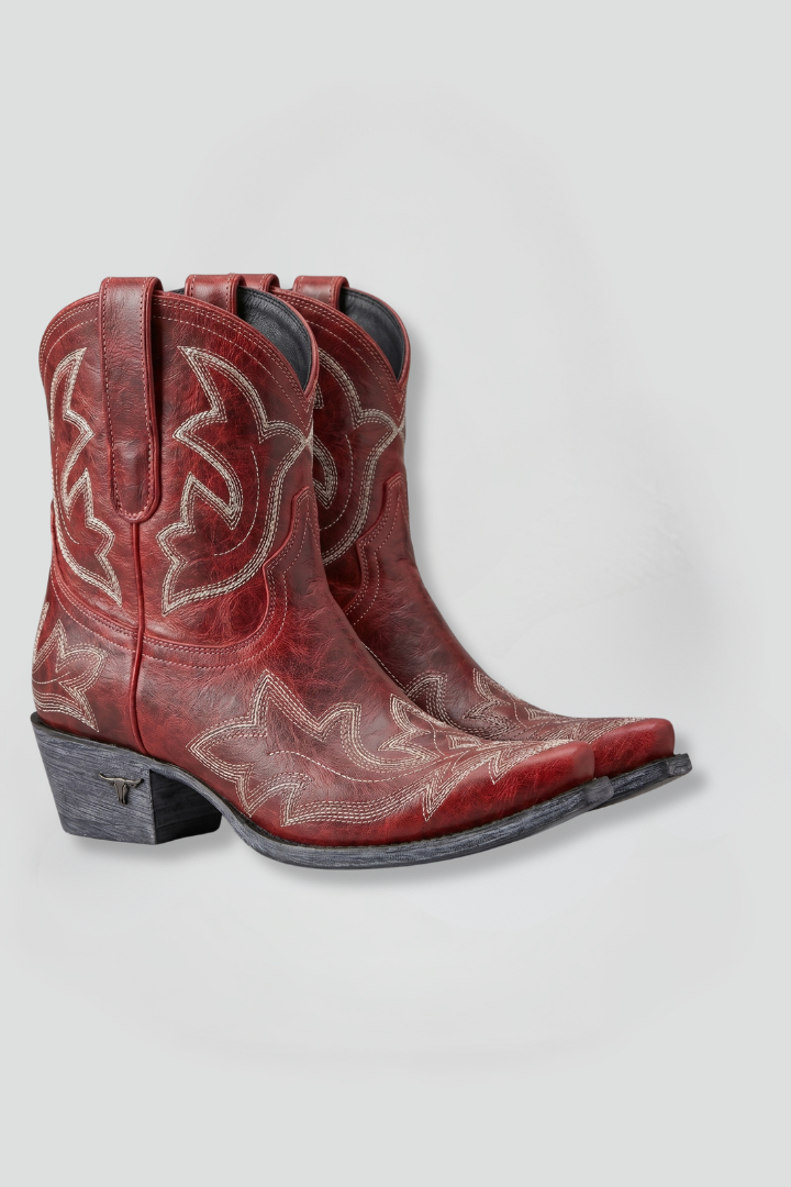 Geborduurde cowboy laarzen dames met halfhoge schacht en spitse neus 4