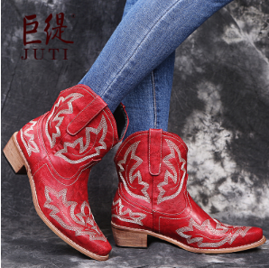 Geborduurde leren cowboylaarzen dames met westernlook 2