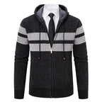 Gebreid capuchonvest heren met teddy voering en rits 10
