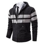 Gebreid capuchonvest heren met teddy voering en rits 2