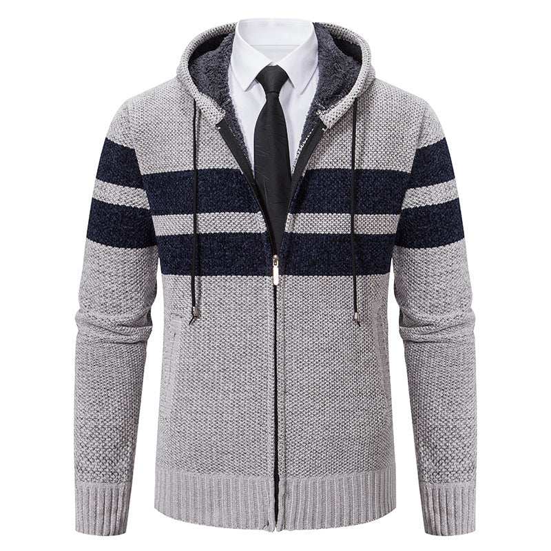 Gebreid capuchonvest heren met teddy voering en rits 6