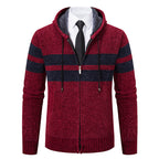 Gebreid capuchonvest heren met teddy voering en rits 7