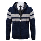 Gebreid capuchonvest heren met teddy voering en rits 8