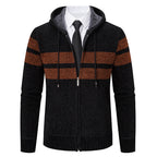 Gebreid capuchonvest heren met teddy voering en rits 9