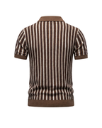 Gebreid poloshirt heren met strepen en korte mouwen 4