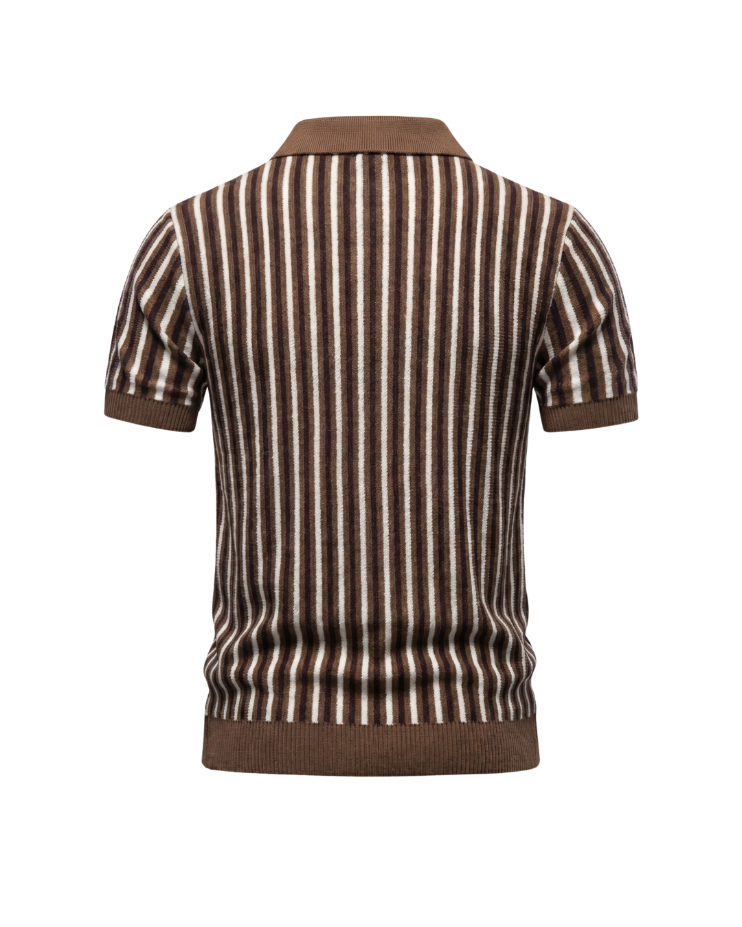 Gebreid poloshirt heren met strepen en korte mouwen 4