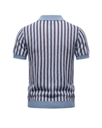 Gebreid poloshirt heren met strepen en korte mouwen 5