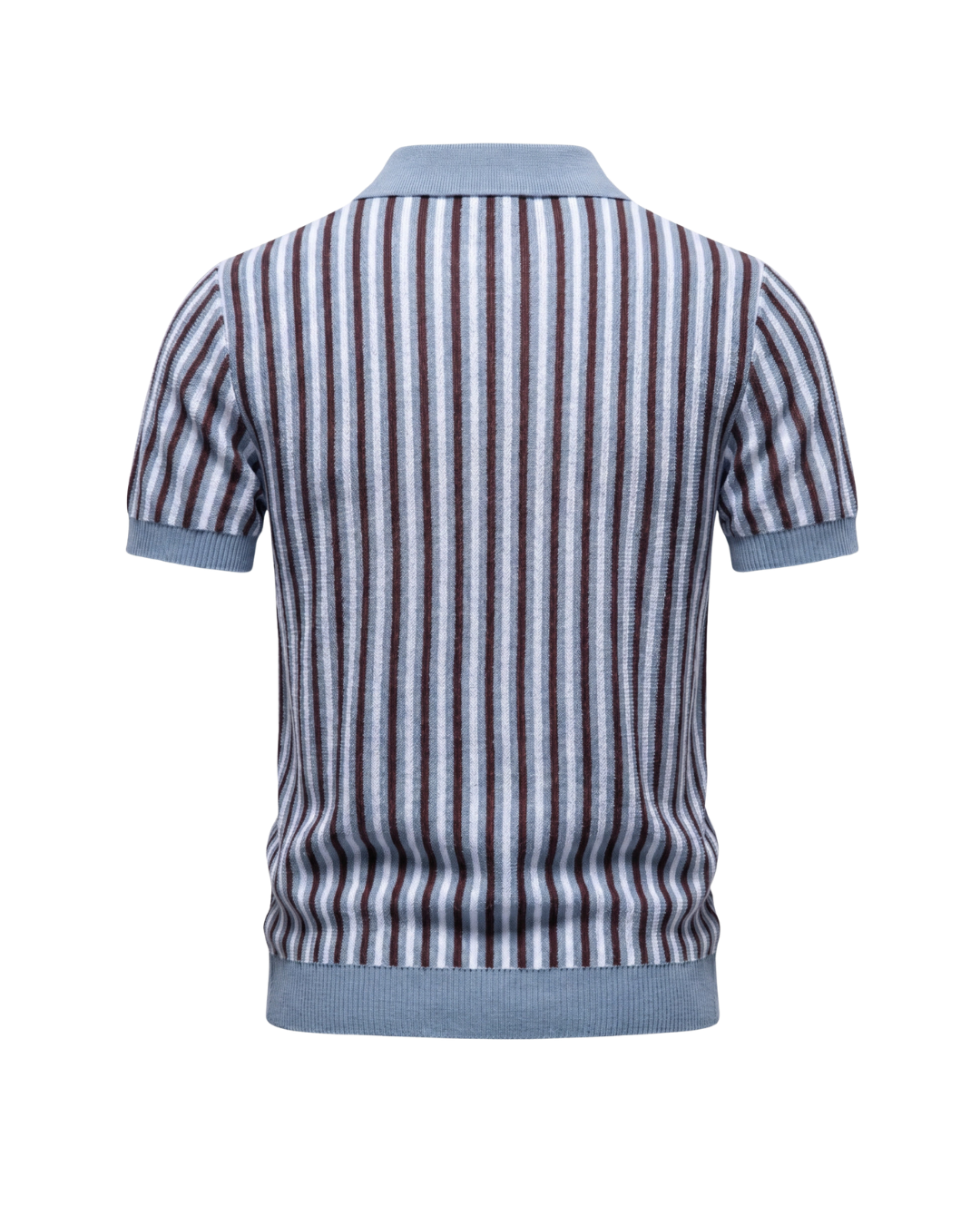 Gebreid poloshirt heren met strepen en korte mouwen 5